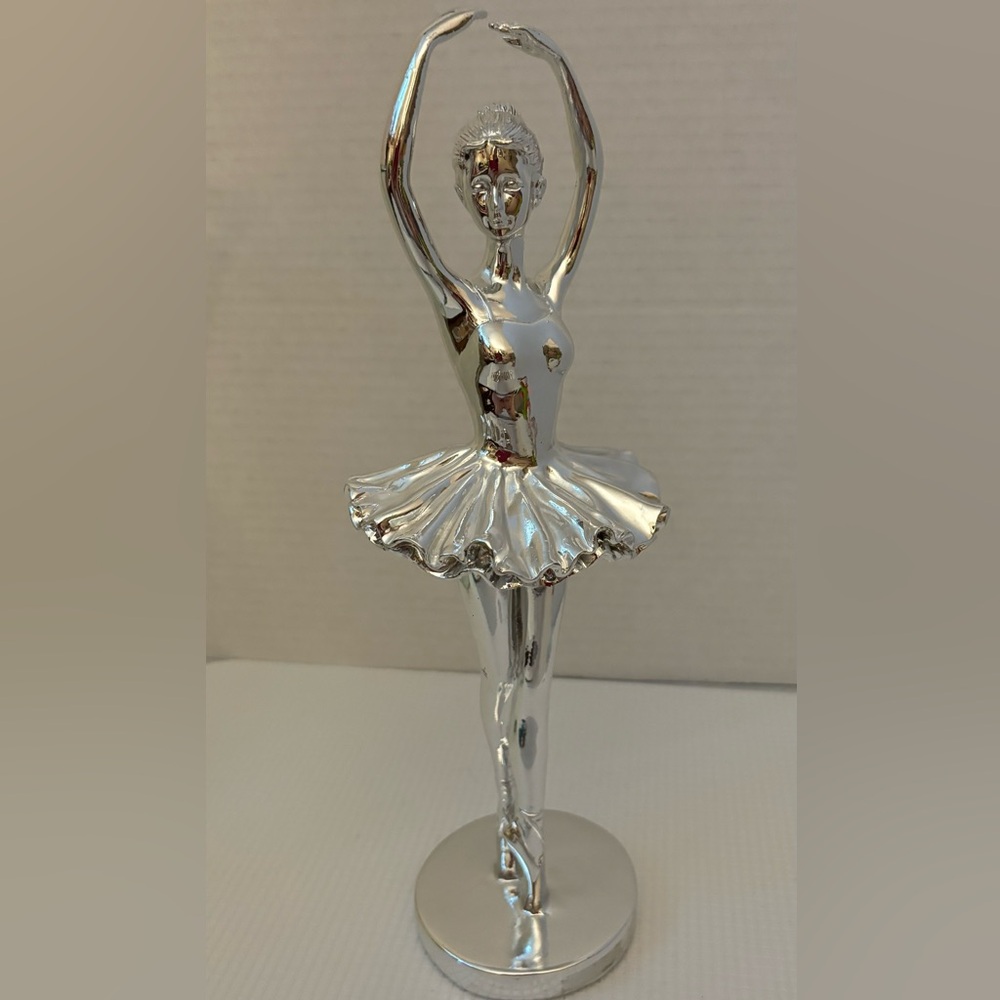 Silver Ceramic Ballerina Dancer Sculpture Trophy